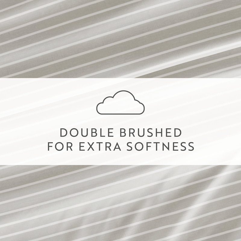 Light Gray Striped Full Microfiber Sheet Set