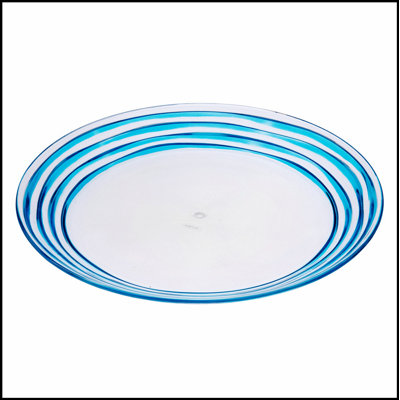 Designer Swirl 12" Acrylic Dinner Plates Set of 4, Blue Plastic Plates Reusable, Unbreakable Kitchen Plates for All Occasions BPA Free Dishwasher Safe
