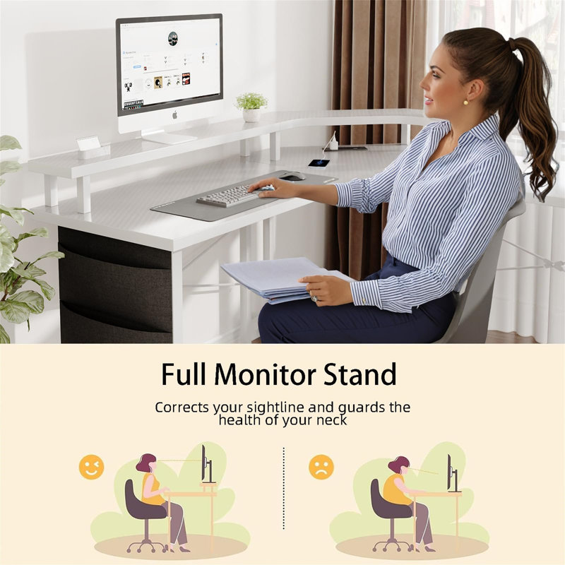 L-Shaped MDF Computer Desk