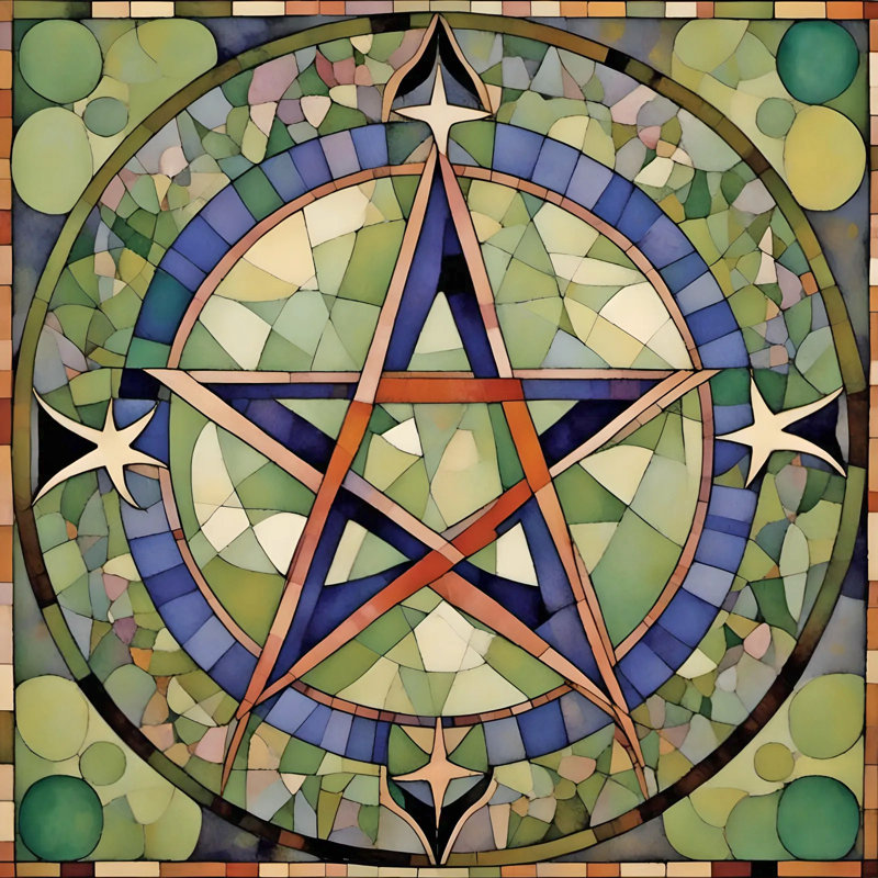 Celestial Compass - Impression sur toile d'inspiration vitrail, H 30 po x l 30 po