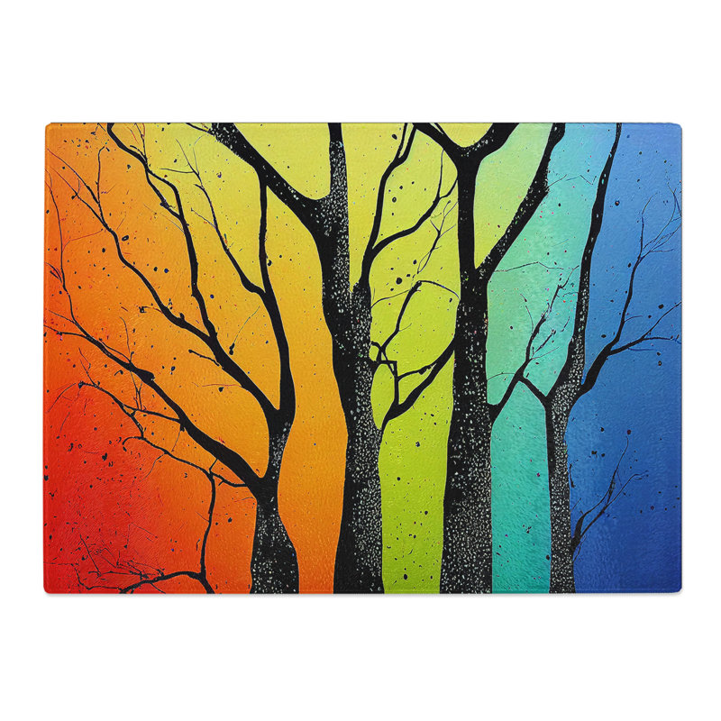 Colourful Trees Vol.5 Abstract  Glass Chopping Board