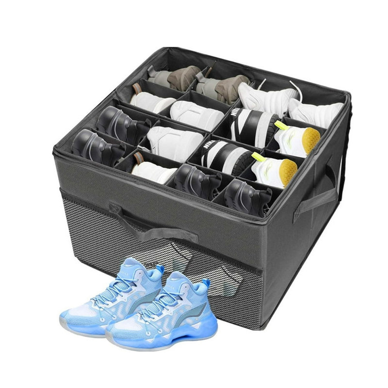 16 Pair Stackable Shoe Storage Box, Gray