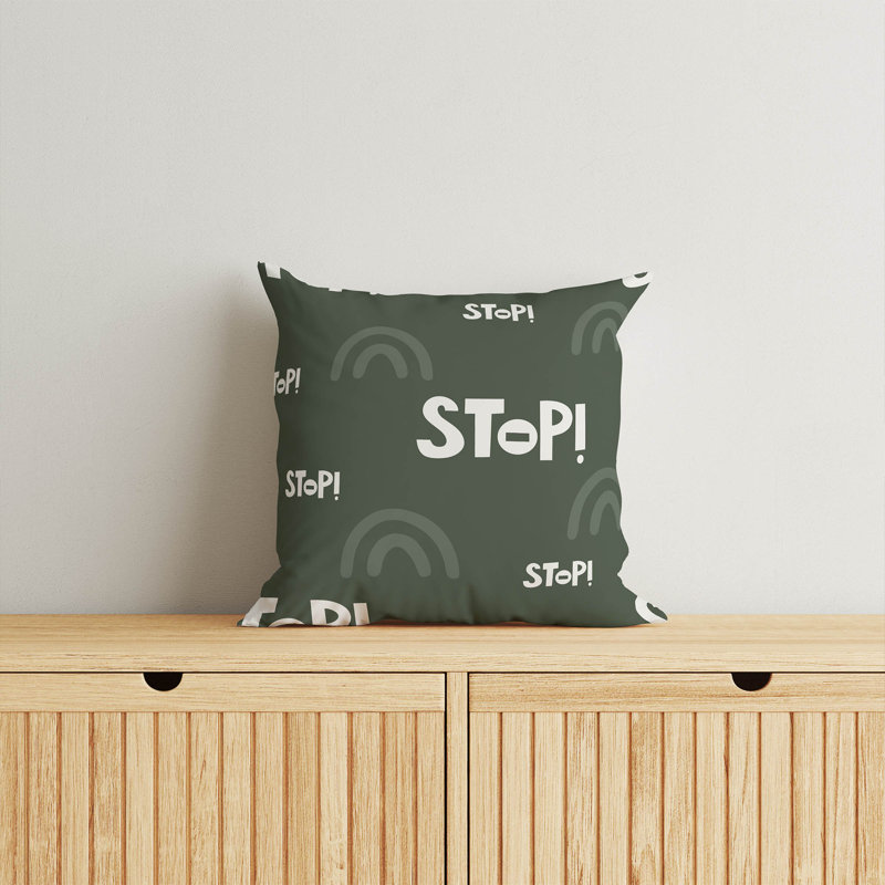 Coussin Stop, H 18 po x l 18 po, Chimichurri / vert / ivoire
