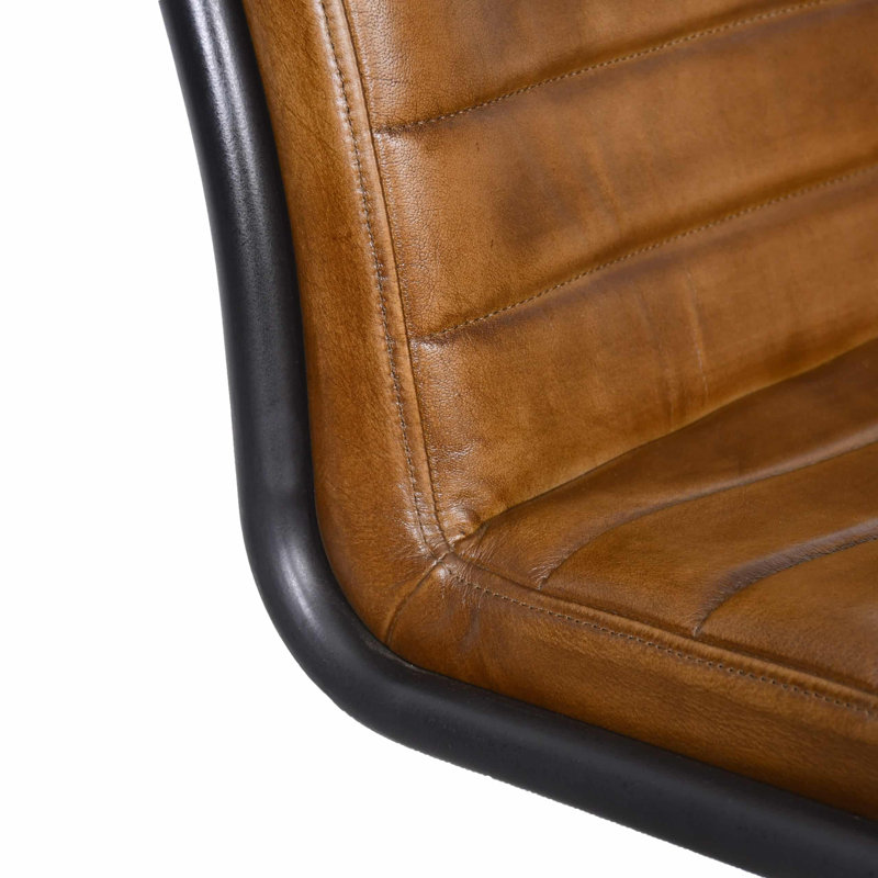 Almeeta Upholstered Counter Stool with Metal Frame, Brown