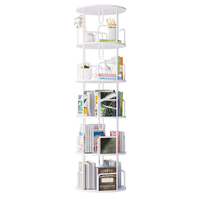 Étagère de rangement Spinning 360 à 5 niveaux pour différentes pièces, blanc, peu encombrant et aspect élégant