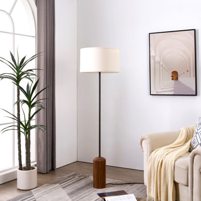 Lampe sur pied à DEL 60 po avec base lourde au fini noyer Oren