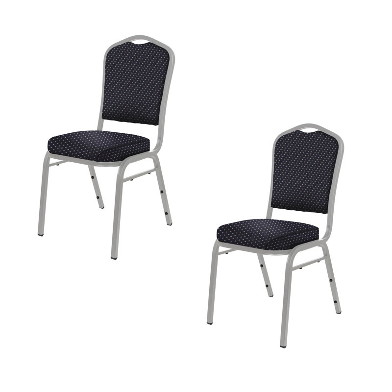 Lila Fabric Stack Chair (2 Pack), Navy, Silver