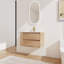 Meuble-lavabo mural 30 po avec lavabo en céramique à 2 tiroirs à fermeture en douceur