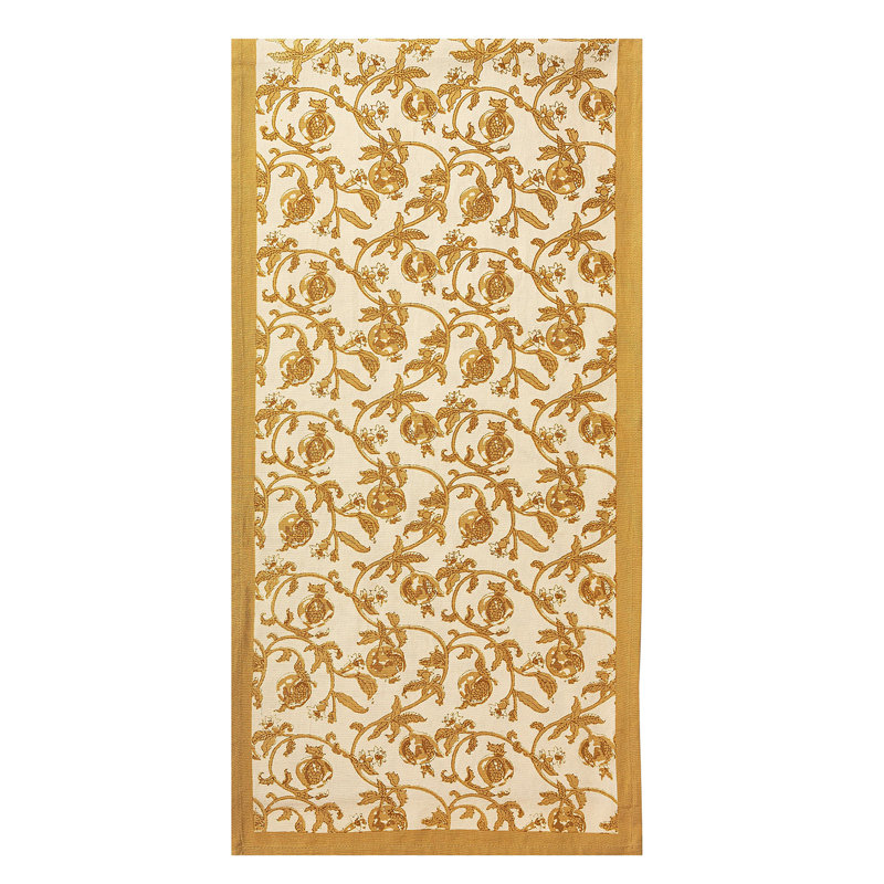 Chemin de table Brona, L 90 po x l 16 po, Mustard/White