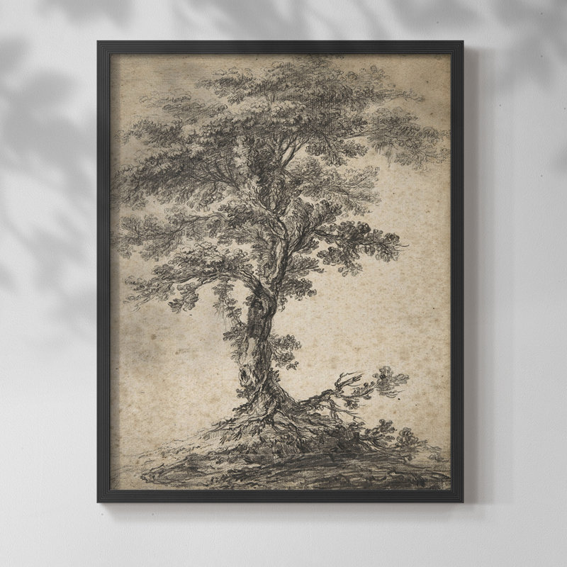 Vintage Sketch CII -Framed Print, 10" H x 8" W, Black