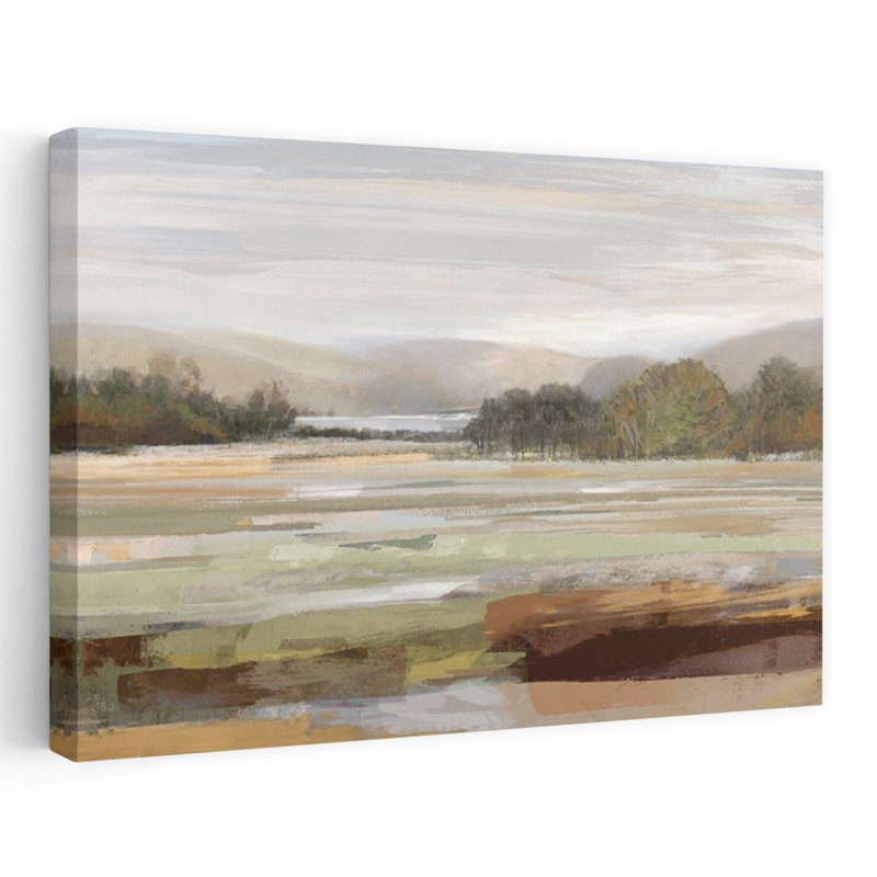 Art contemporain paysage lointain, H 16 po x l 24 po