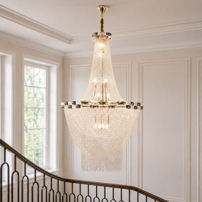 31-Light Dimmable Tiered K9 Crystal Chandelier 