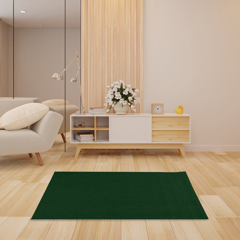 Halayna Furnish my Place Forest Green Solid Color Rug, Pets and Kids Friendly Rug, Oval 2' x 10'
