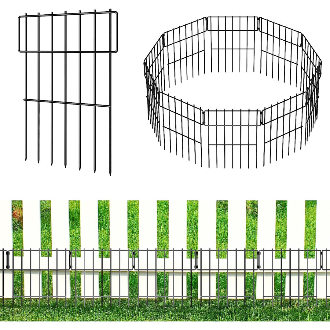 16.7'' H x 12'' W Black Metal Fence Panels Included (Set of 10) BTY