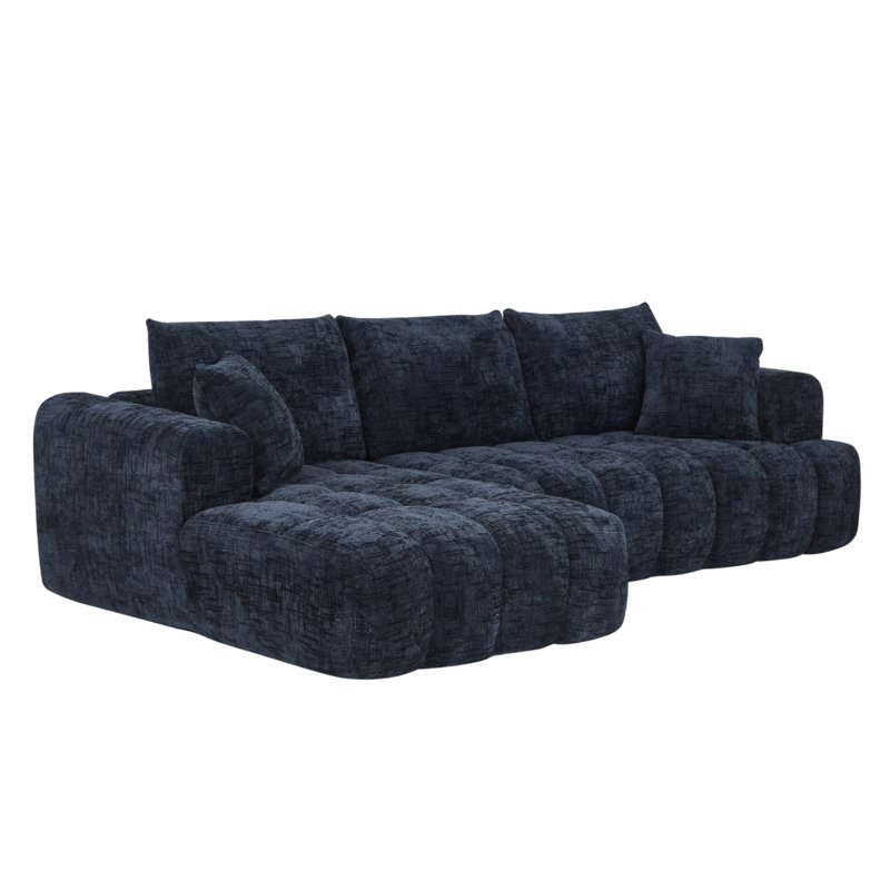 Canapé combiné en forme de L Minimalist Design, Orienté à gauche (vu de face), Bleu