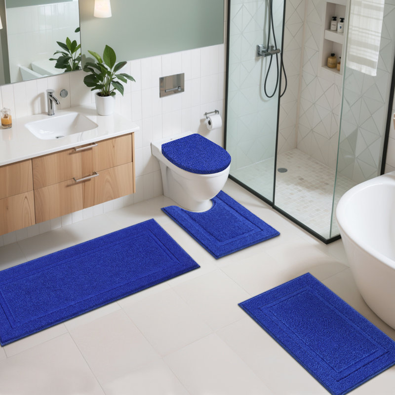 Bathroom Rug Mat Set , Blue
