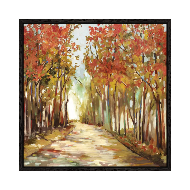 Sunny Path by Allison Pearce - Painting on Canvas, 93.98 cm H x 93.98 cm W, Black Framed Canvas