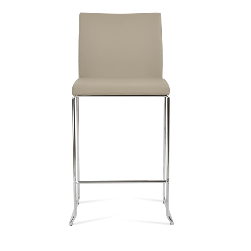 Tabouret de bar et de comptoir empilable Aria, Chrome, Tabouret de comptoir (siège d'une hauteur de 24 p, Os PPM