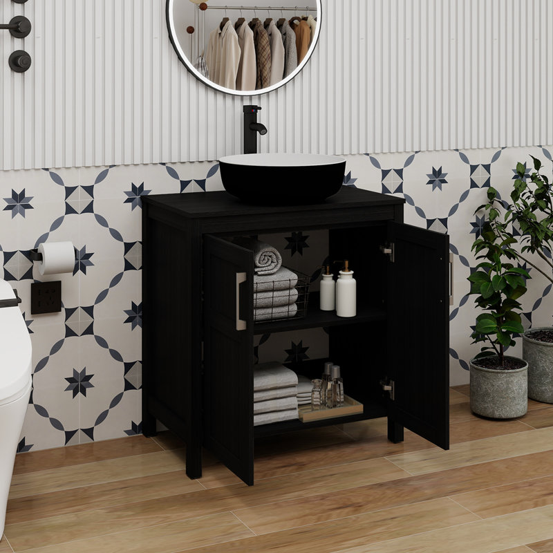 30" Free-Standing Modern Single Bathroom Vanity With Sink, Black