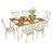 Deral 6 - Person Farmhouse Rectangular Solid Wood Dining Set, Brown/White-1439732395-1431796532
