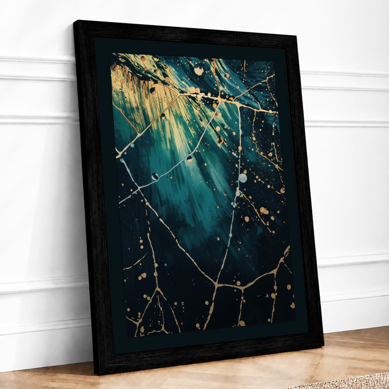 Fragmented Earth Abstract - Framed Print, A2 - 59.4 x 42.0 cm, Black