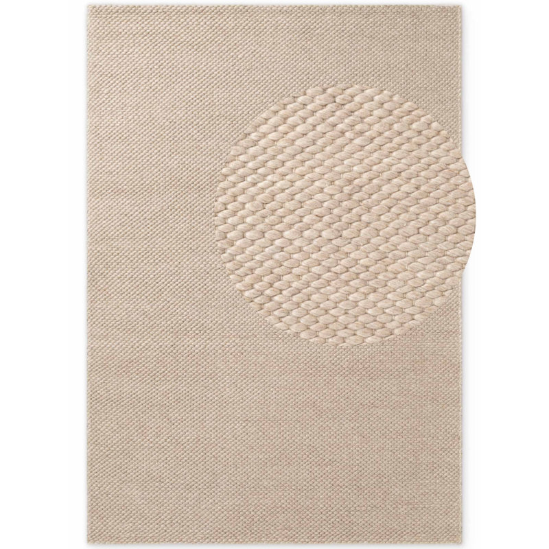 Lyon Wool Hand Woven Area Rug, Rectangle 200 x 290 cm, Light Brown