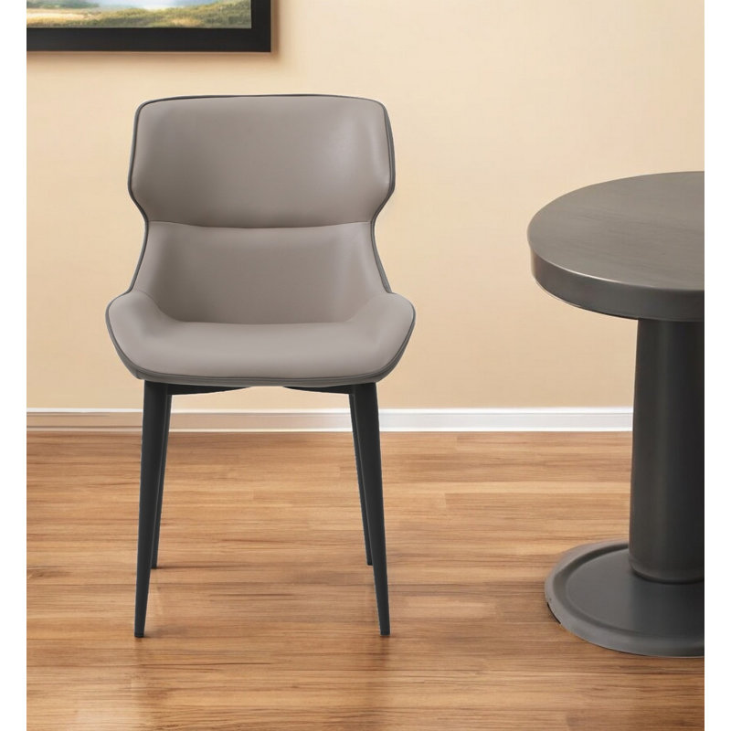 Chaise d'appoint de salle à manger rembourrée en similicuir gris et noir