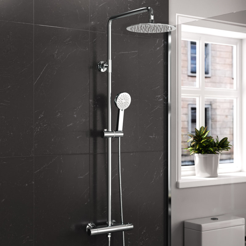 Culbert Thermostatic Shower with Dual Shower Head, Silver