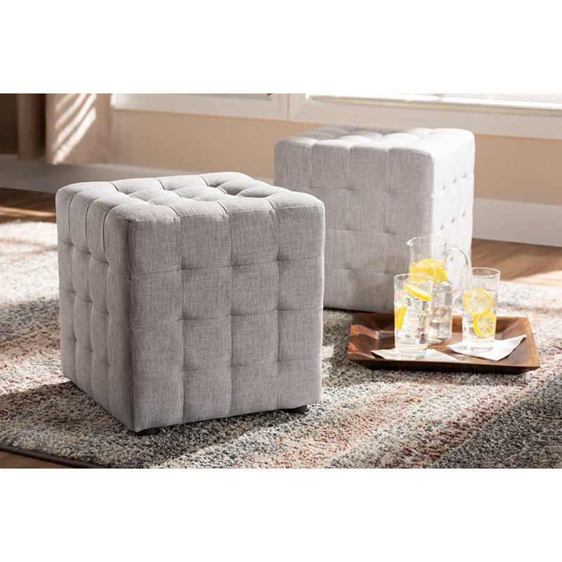 Repose-pieds cubique 14 po Burna, Beige-gris