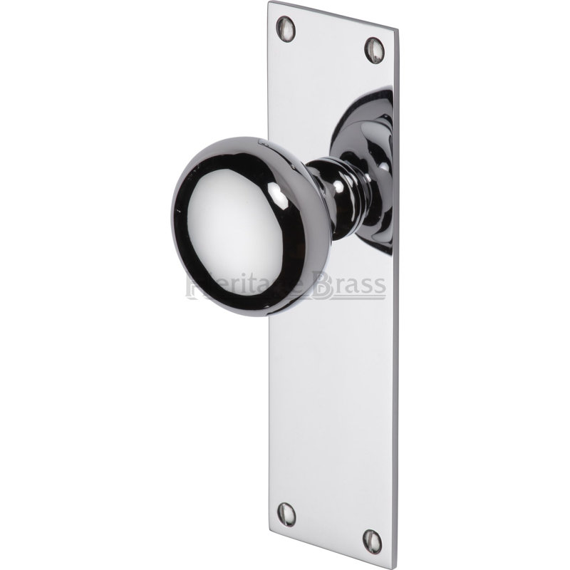 Heritage Brass Heritage Mortice Knob on Latch Plate Balmoral Design, Polished Chrome
