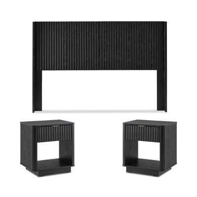 Brooklyn Headboard And Nightstands Set Queen, Black