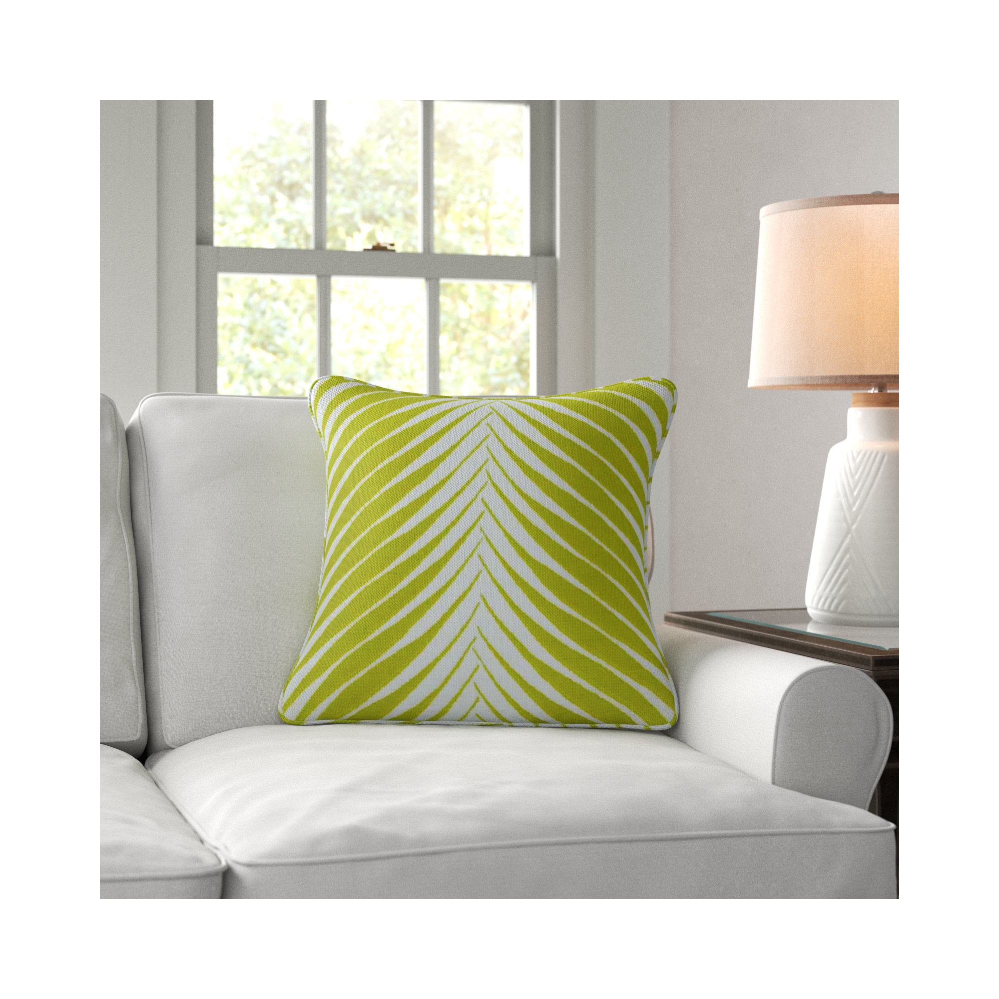 Annaya Floral Sunbrella® Indoor/Outdoor Throw Pillow, Green, 18" x 18"