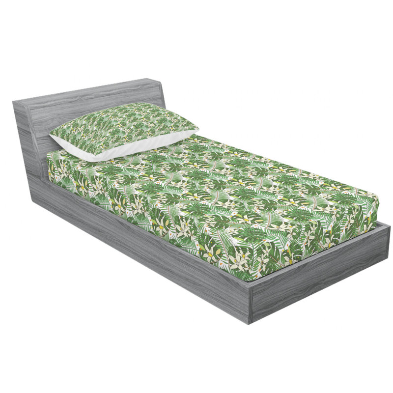 Rowan Microfiber Floral Sheet Set, Twin Sheet Set + Fitted Sheet + 1 Pillowcase, Green/Red/Beige Floral