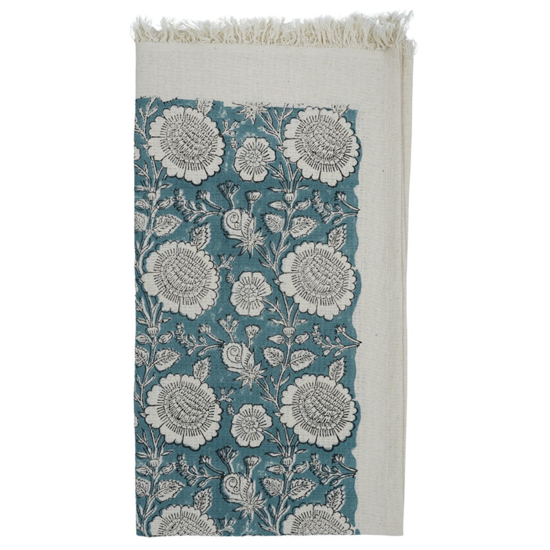 Floral Hand Block Print Waffle Hand Towels - Elevate Your Bathroom with Unique, Artisan Towels 17X32 (Sun Flower), Brown