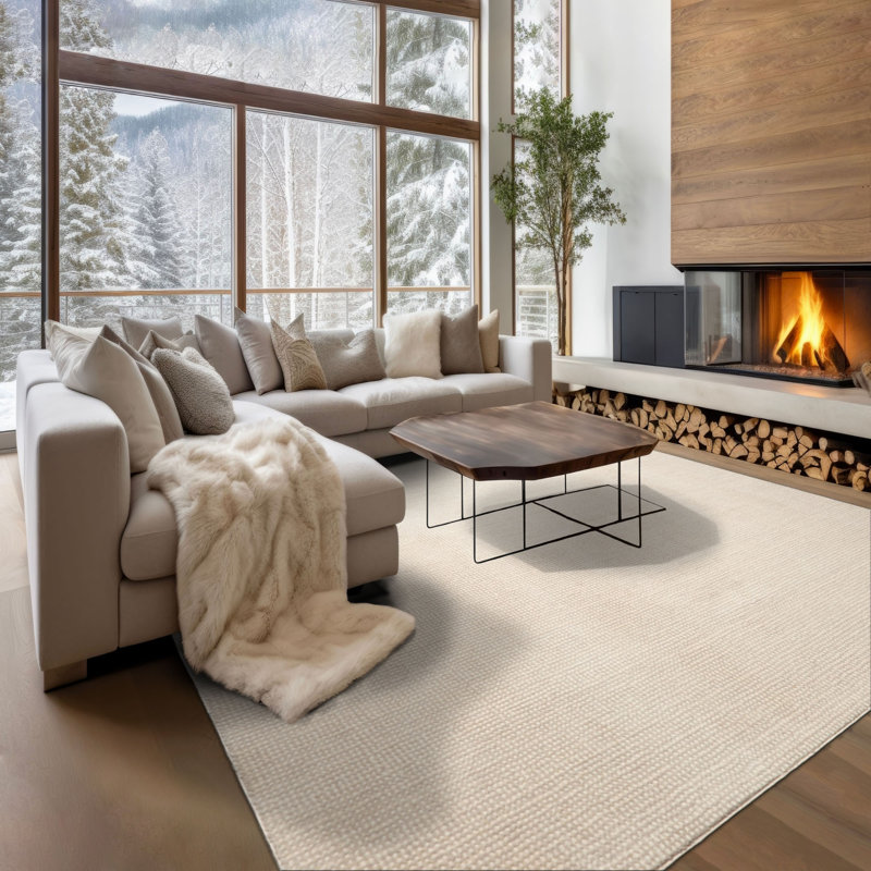 Tapis oriental multicolore en laine touffeté à la main beige, Rectangle 12 pi x 15 pi