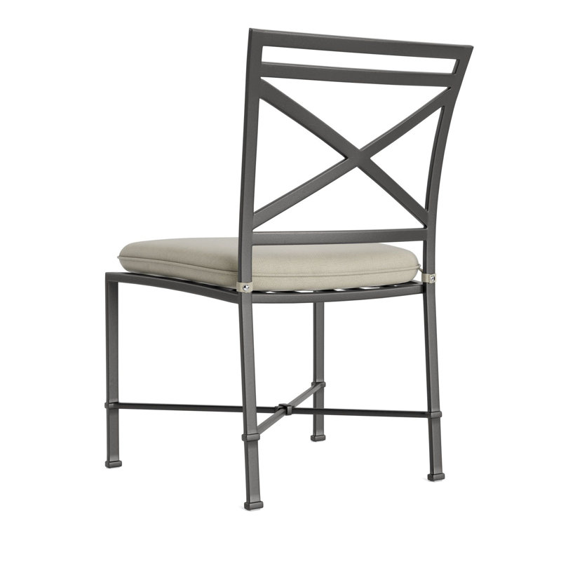 Venetian Outdoor Dining Side Chair, Brown, Fusion Charcoal, Textured Pewter