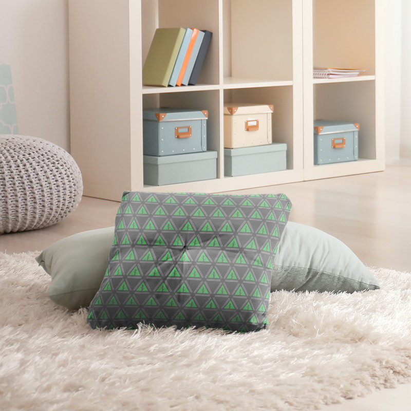 Coussin Theo Nath, 30 po x 30 po, Vert / Gris