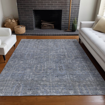 Premium Machine Washable Prisco Blue Rug