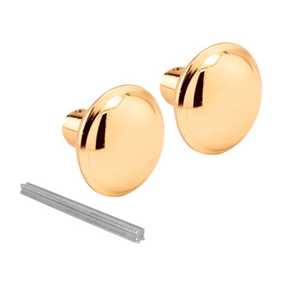 Prime-Line Solid Brass Vintage Door Knob Spindle Set, 2-1/4 In. Outside Diameter, Brass (Single Pack)