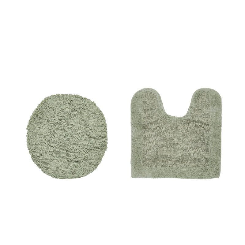 Moriceau 100% Cotton 2370 GSM Tufted Reversible Contour Rug & Toilet Lid Cover Set – Ultra Soft, Machine Washable, OEKO-TEX Certified, Ideal for Around Standard Toilets, Dark Sage