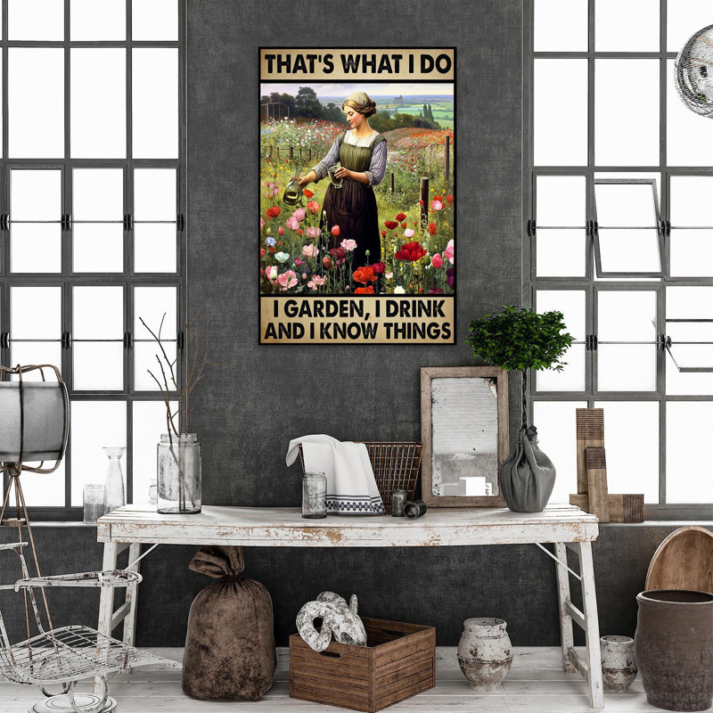 «Woman I Garden I Drink», impression rectangle de 1 pièce «Woman I Garden I Drink», impression rectangle de 1 pièce sur toile tendue