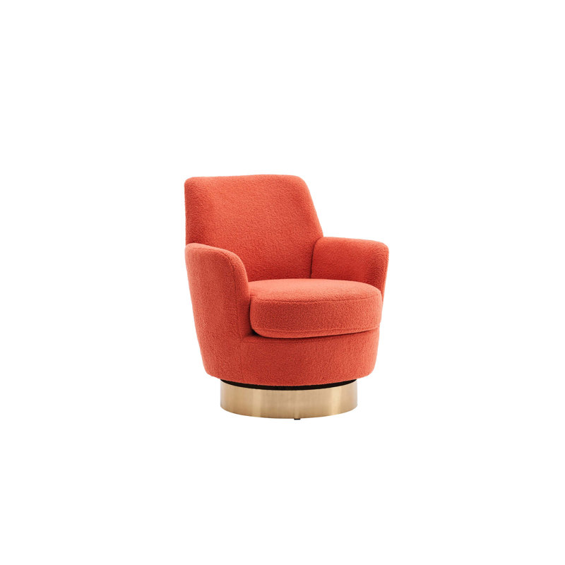 Fauteuil demi-tonneau pivotant Teddy, Tissu orange