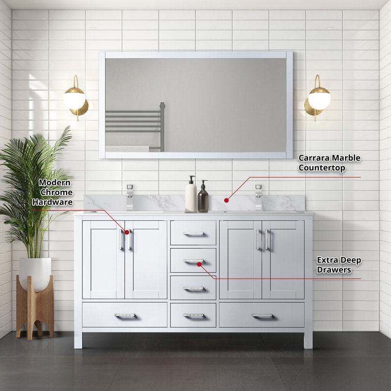Jacques 60" White Double Freestanding Vanity Cabinet