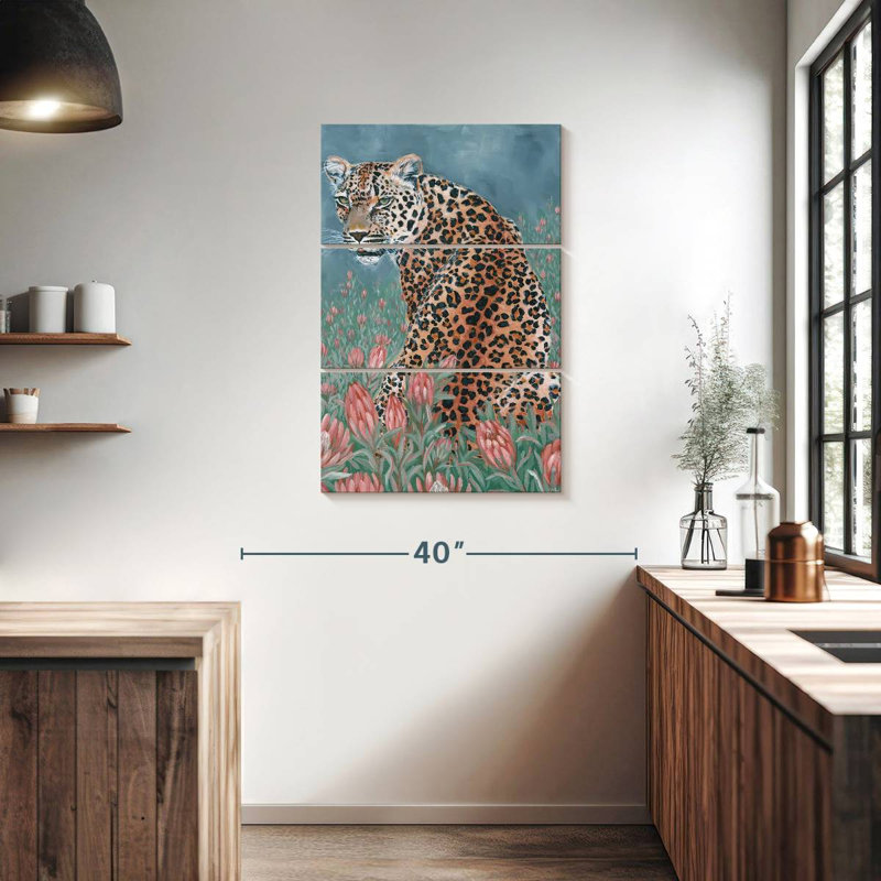 Brampt Leopard In The Flowers, 38" H x 24" W