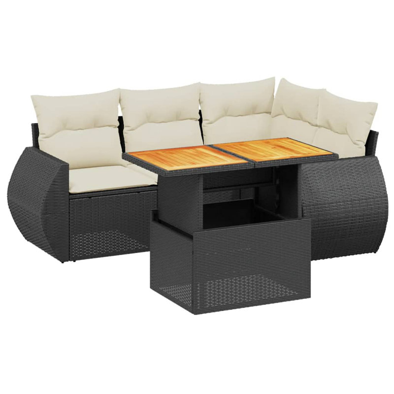 Ensemble de canapé de jardin en rotin avec coussins Vidaxl