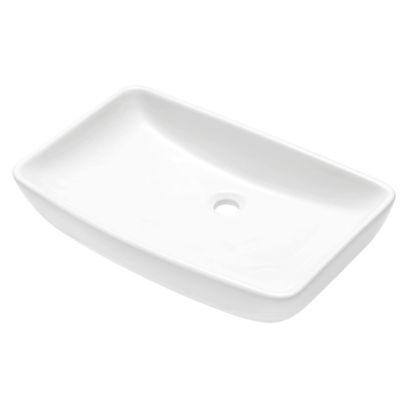 Lavabo de salle de bain vasque rectangulaire 24 po x 15 po en céramique blanche
