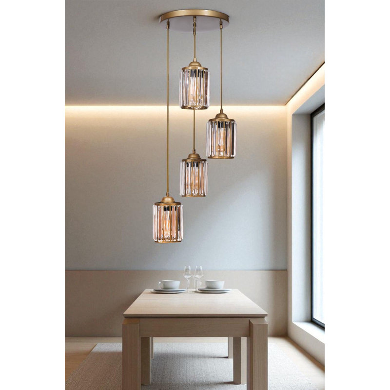 Lustre, Doré, 4 étages, Quatre lumières