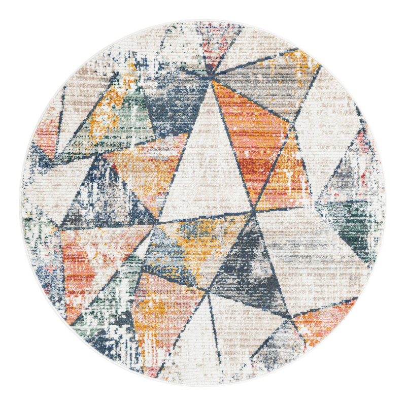 Caparro Geometric Rug, Round 5'3" x 5'3"