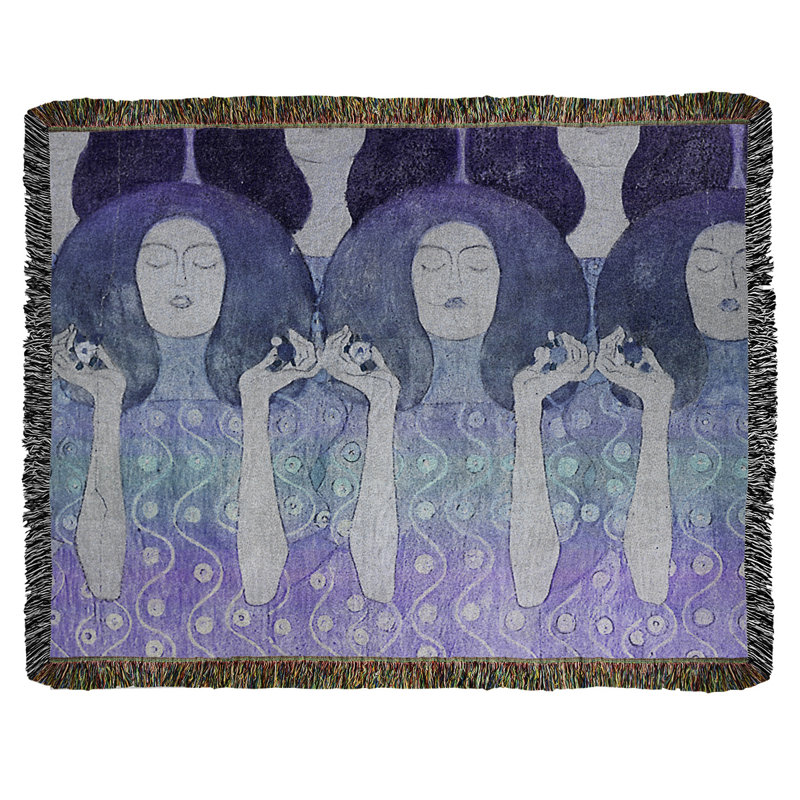 Jeté en coton gustav klimt, ange mariées, Bleu