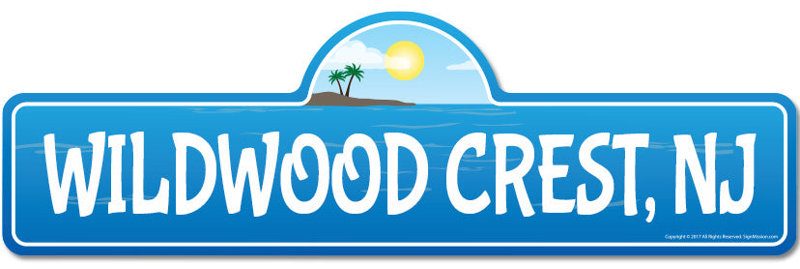 Plaque de rue Wildwood Crest Nj en plastique robuste 6 po x 18 po